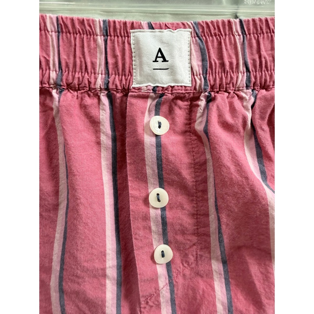 Anthropologie Pink Striped Cotton Boxer Shorts Elastic Waist Casual Bed Wear XXS - Picture 2 of 7